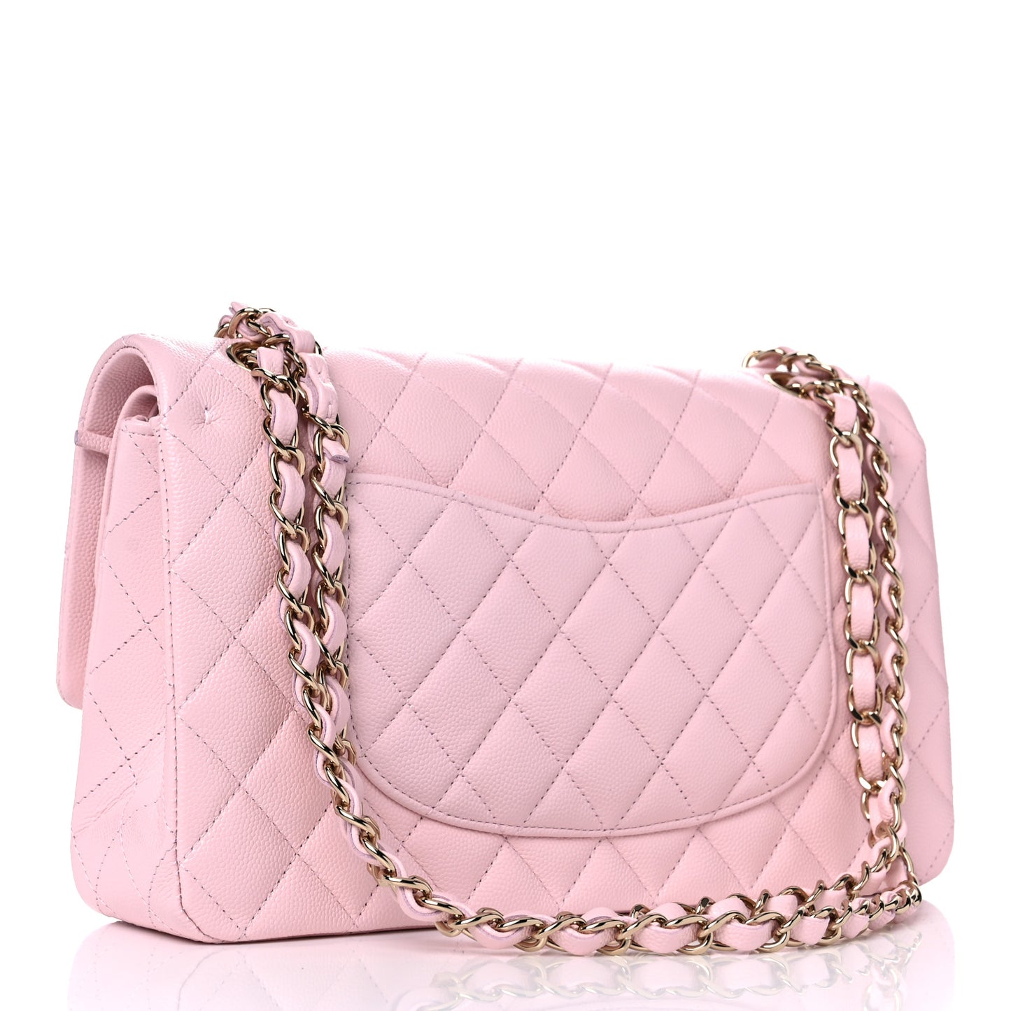 Caviar Quilted Medium Double Flap Light Pink