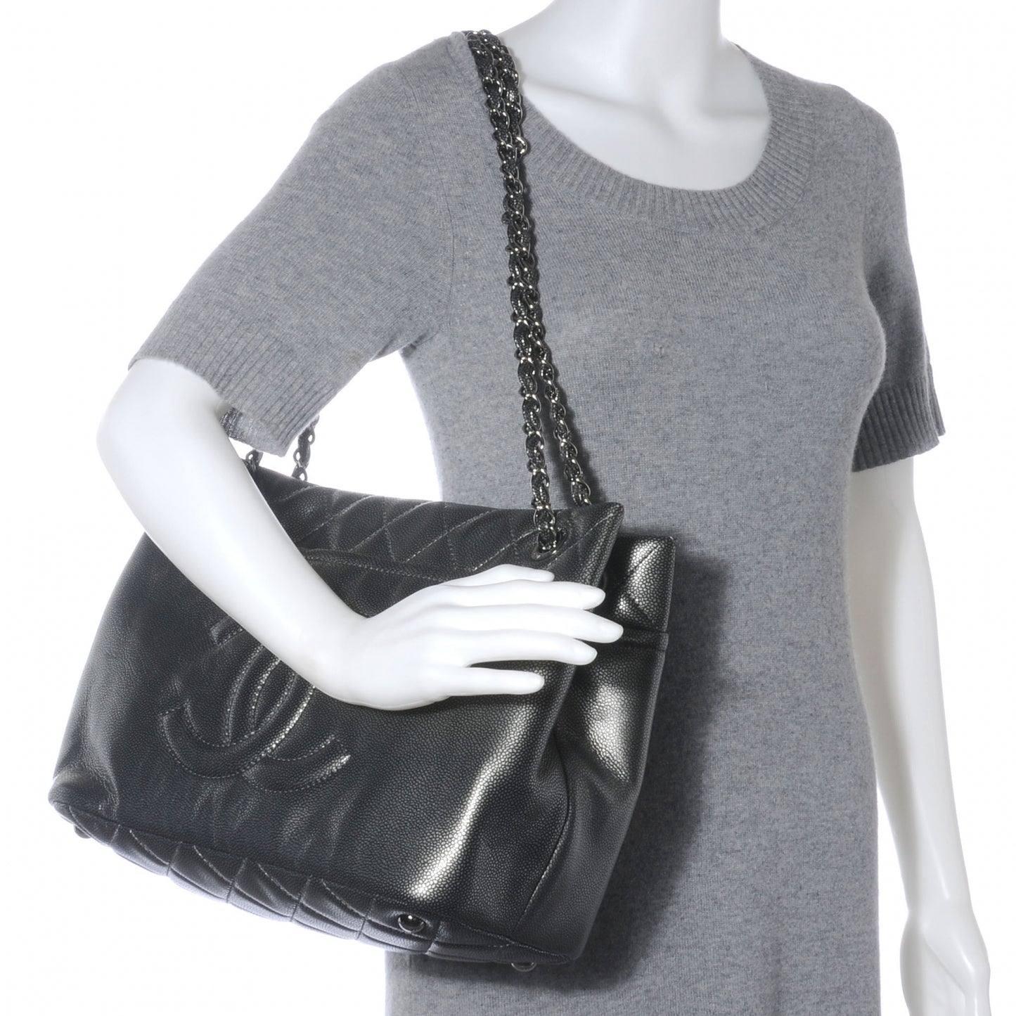 Caviar Timeless CC Tote Dark Silver
