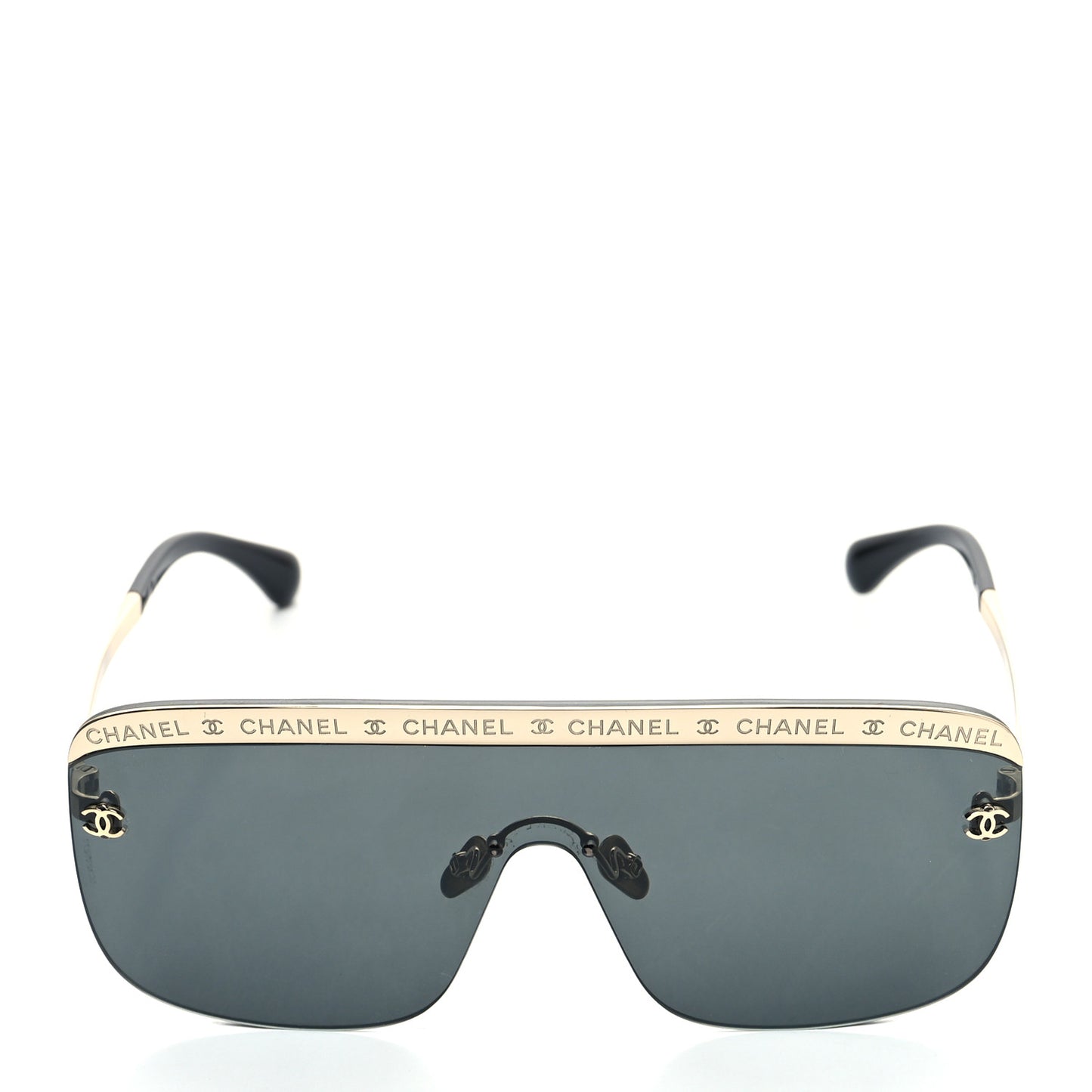 Metal Shield Sunglasses Gold Grey