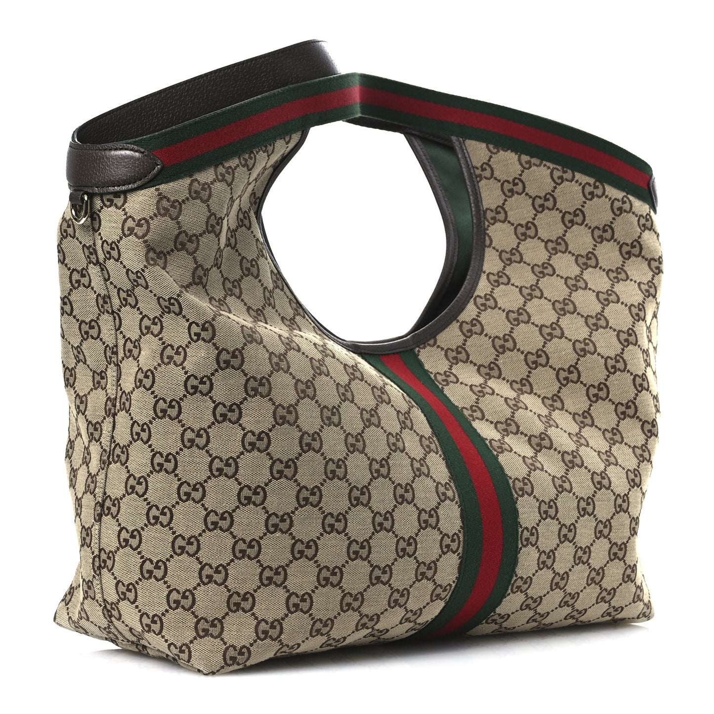 GG Monogram Web Large Giglio Tote Beige Brown