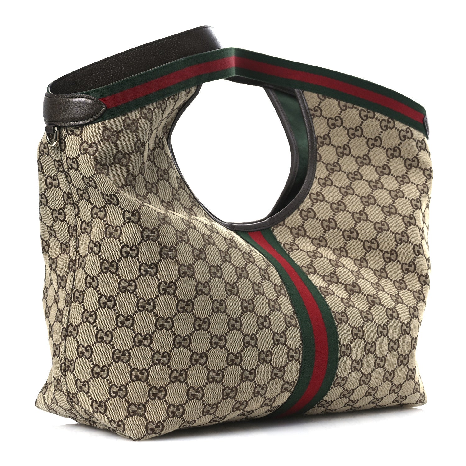 Gucci GG Monogram Web Large Giglio Tote Beige Brown 3 of 12