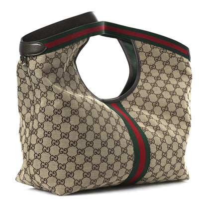 Gucci GG Monogram Web Large Giglio Tote Beige Brown 3 of 12