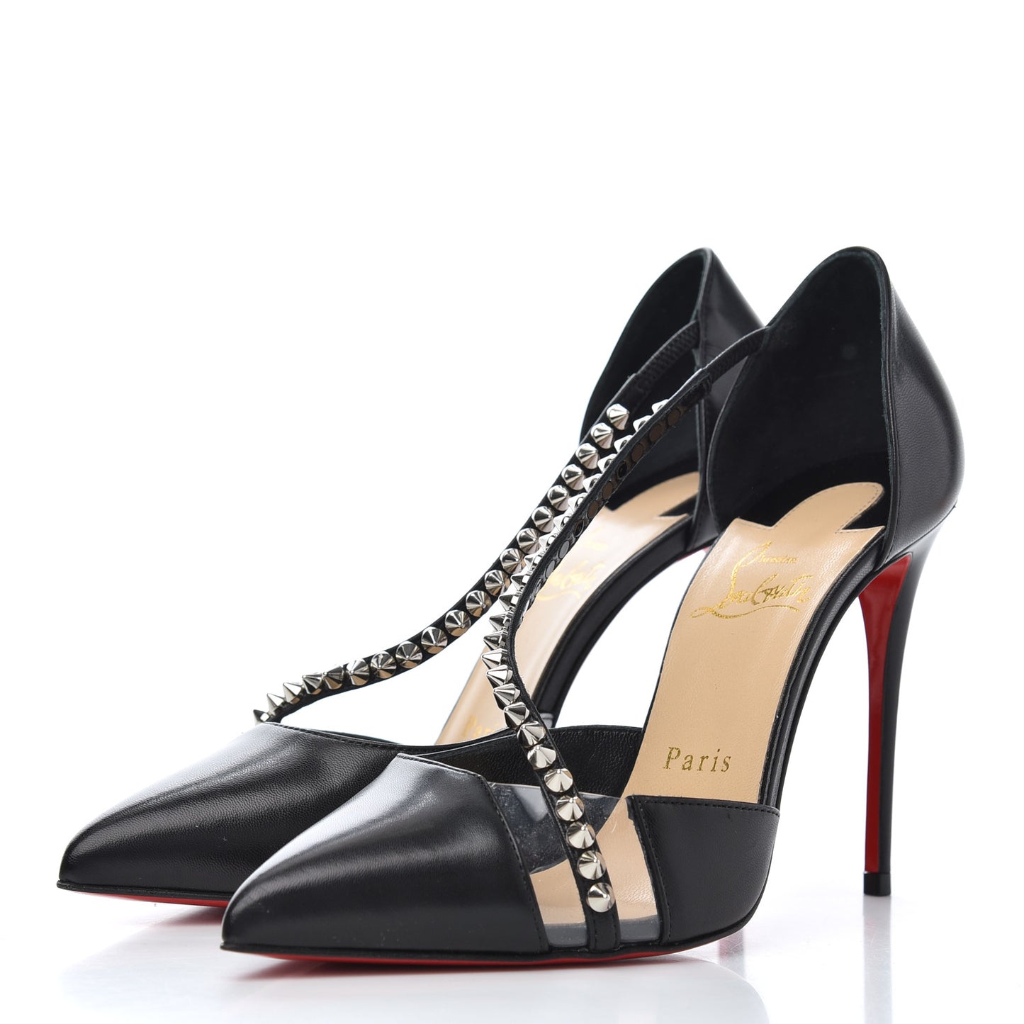 Kid PVC Spike Cross 100 Pumps 36.5 Black Silver