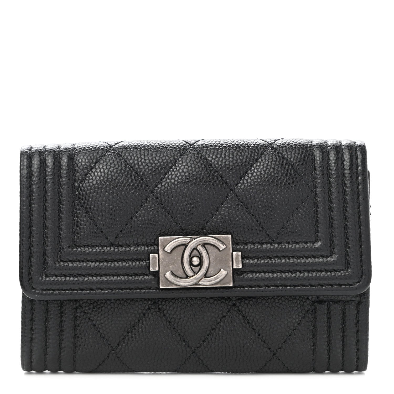 Chanel Caviar Quilted Boy Flap Card Holder Black 1 of 9