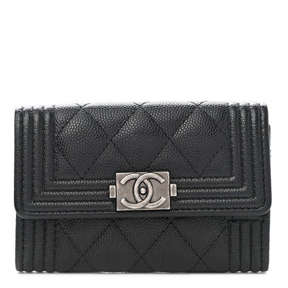 Chanel Caviar Quilted Boy Flap Card Holder Black 1 of 9