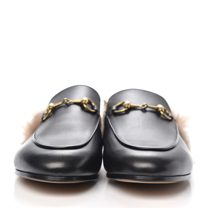 Gucci Calfskin Fur Womens Princetown Slippers 37.5 Black 2 of 8