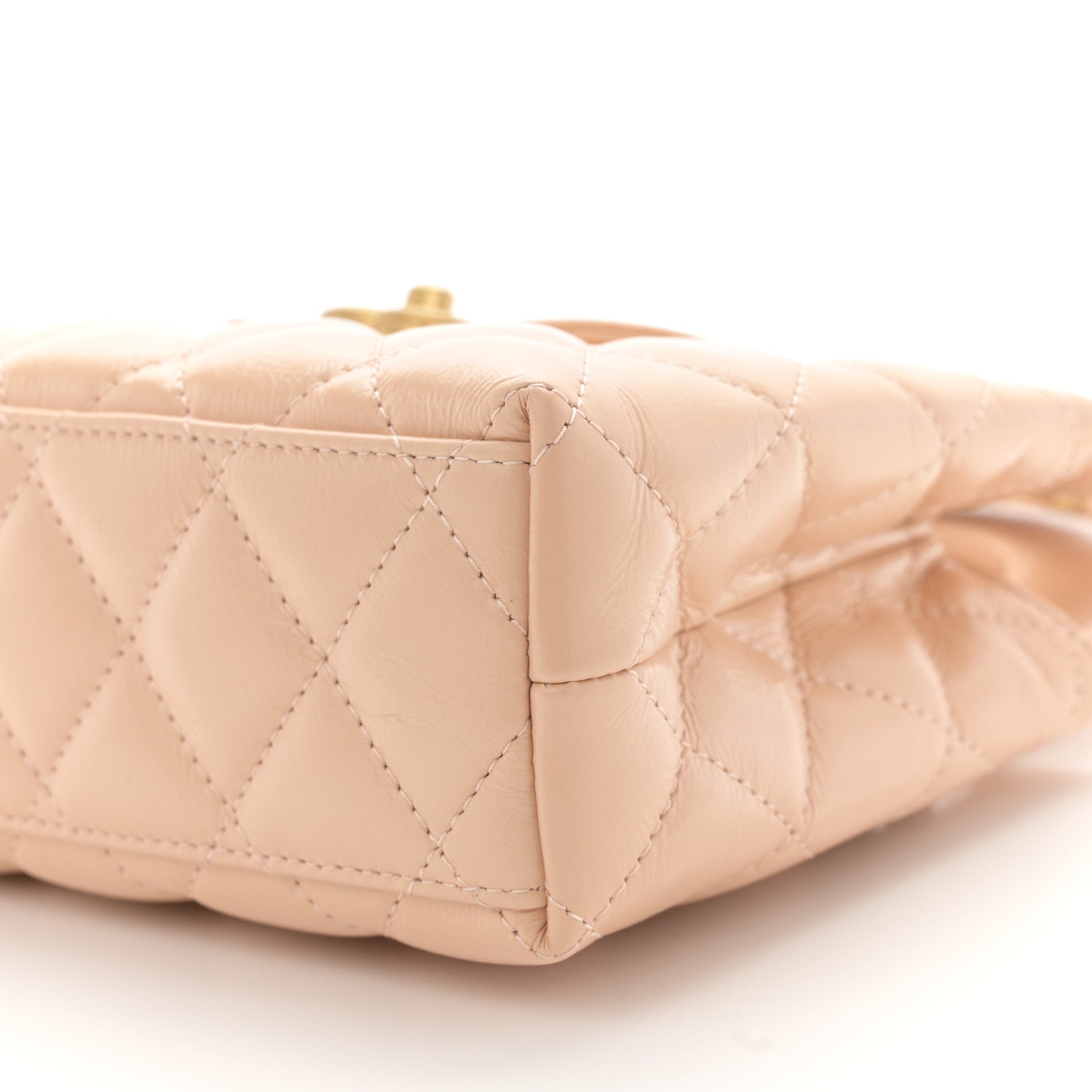 Chanel Shiny Aged Calfskin Quilted Nano Kelly Shopper Beige 10 of 11