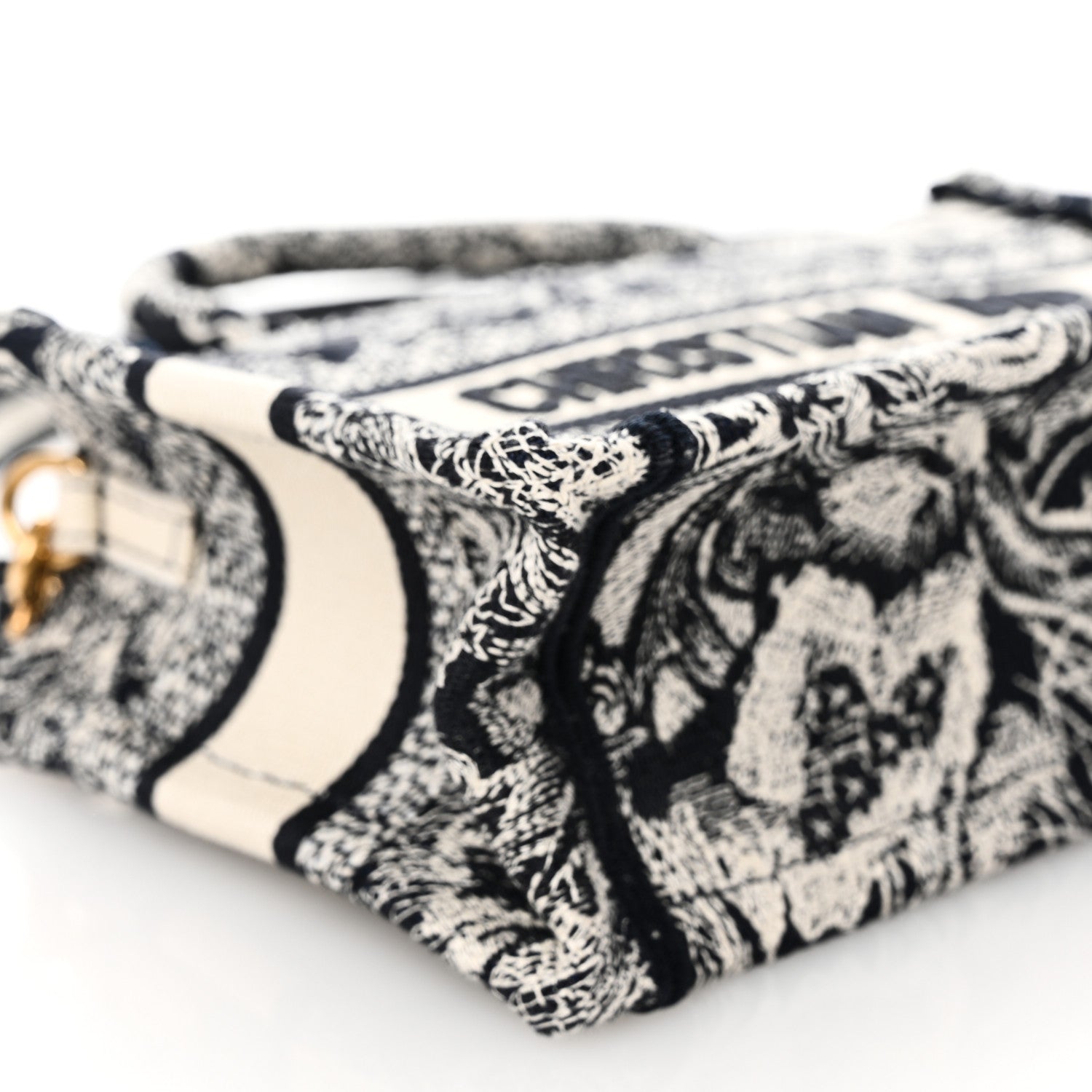 Christian Dior Canvas Embroidered Toile De Jouy Reverse Mini Book Tote With Strap Blue Multicolor 9 of 10