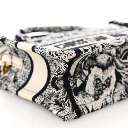 Christian Dior Canvas Embroidered Toile De Jouy Reverse Mini Book Tote With Strap Blue Multicolor 9 of 10