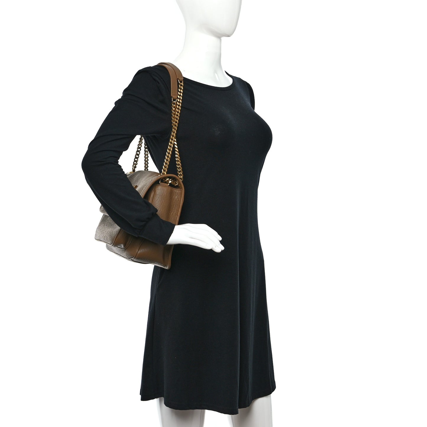 Grained Lambskin Monogram Medium Niki Chain Satchel Dark Cork