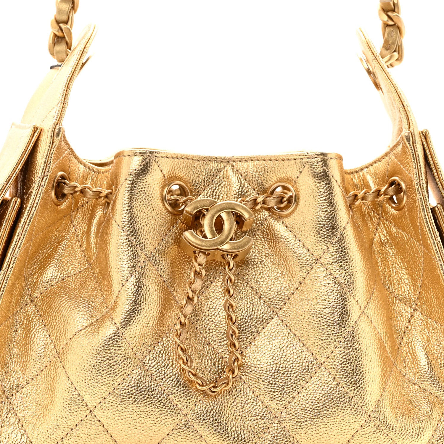 Chanel Metallic Caviar Quilted Mini Chanel 25 Handbag Gold 8 of 11