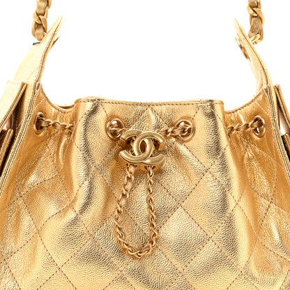 Chanel Metallic Caviar Quilted Mini Chanel 25 Handbag Gold 8 of 11