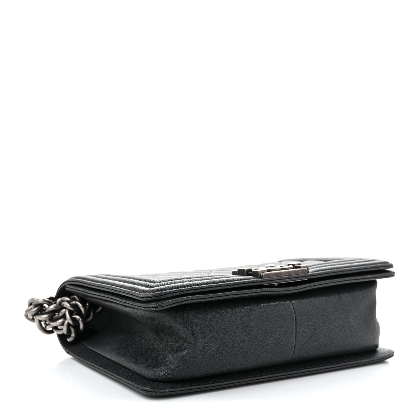 Caviar Quilted Medium Boy Flap Dark Grey