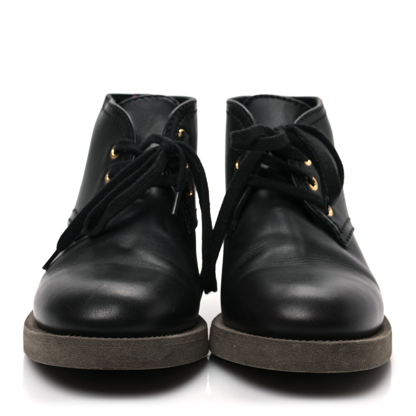 Calfskin Lace Up CC Boots 37 Black