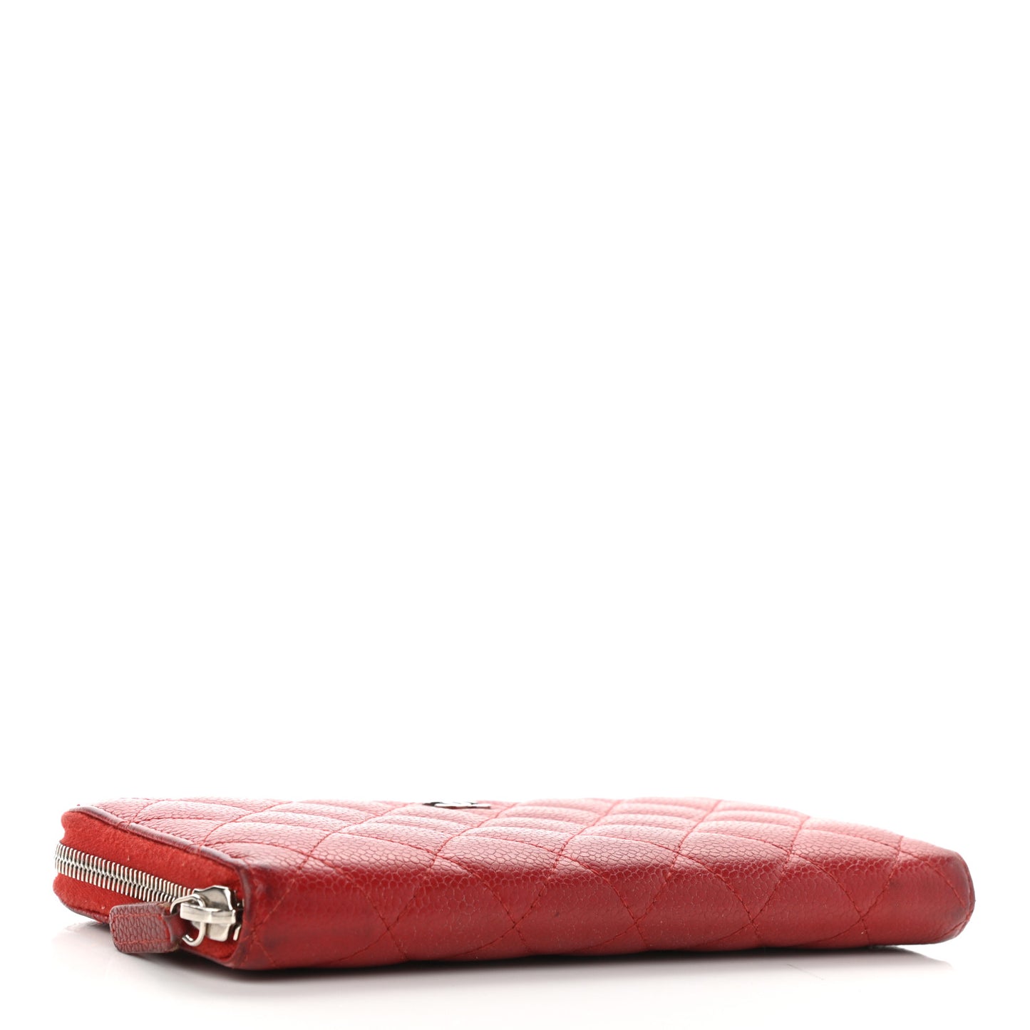 Caviar Quilted Large Gusset Zip Around Wallet Red