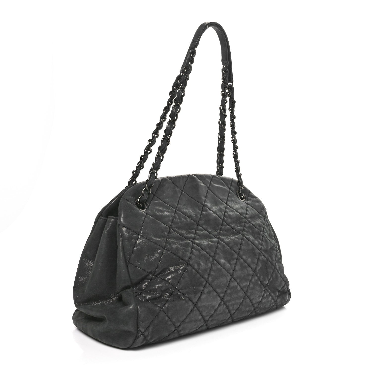 Chanel Iridescent Calfskin Large Just Mademoiselle Bowling Bag Black 2 of 11