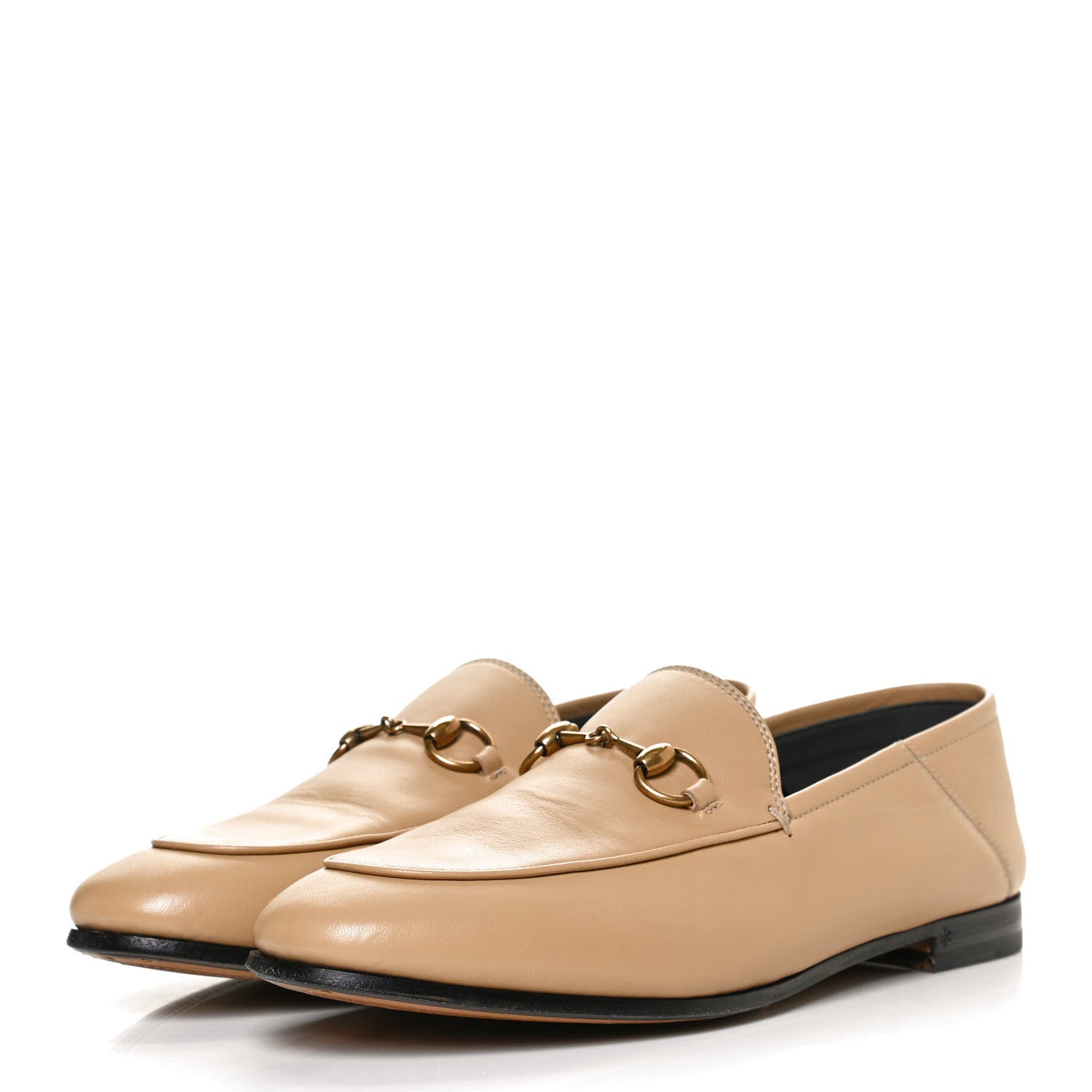 Gucci Lambskin Womens Brixton Horsebit Loafers 37.5 Wheat 3 of 13