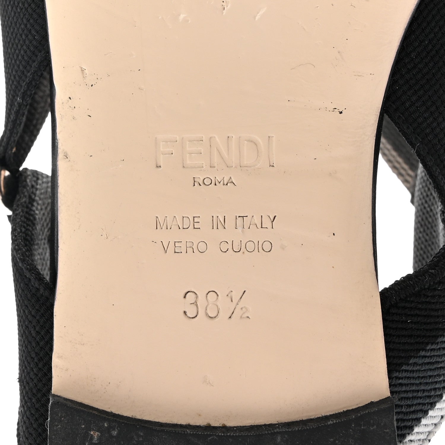 Fendi PVC Calfskin FF Colibri Slingback Ballerina Flats 38.5 Tobacco Moro Black Militare 6 of 8
