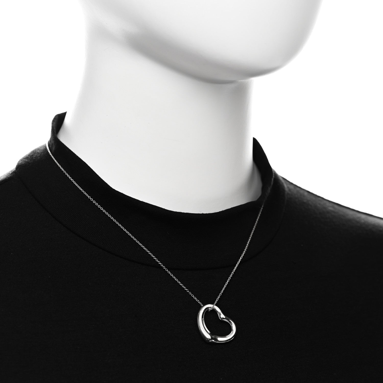 Tiffany Sterling Silver 22mm Elsa Peretti Open Heart Pendant Necklace 2 of 6
