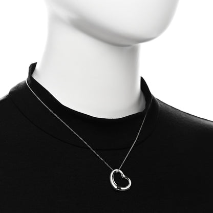 Tiffany Sterling Silver 22mm Elsa Peretti Open Heart Pendant Necklace 2 of 6