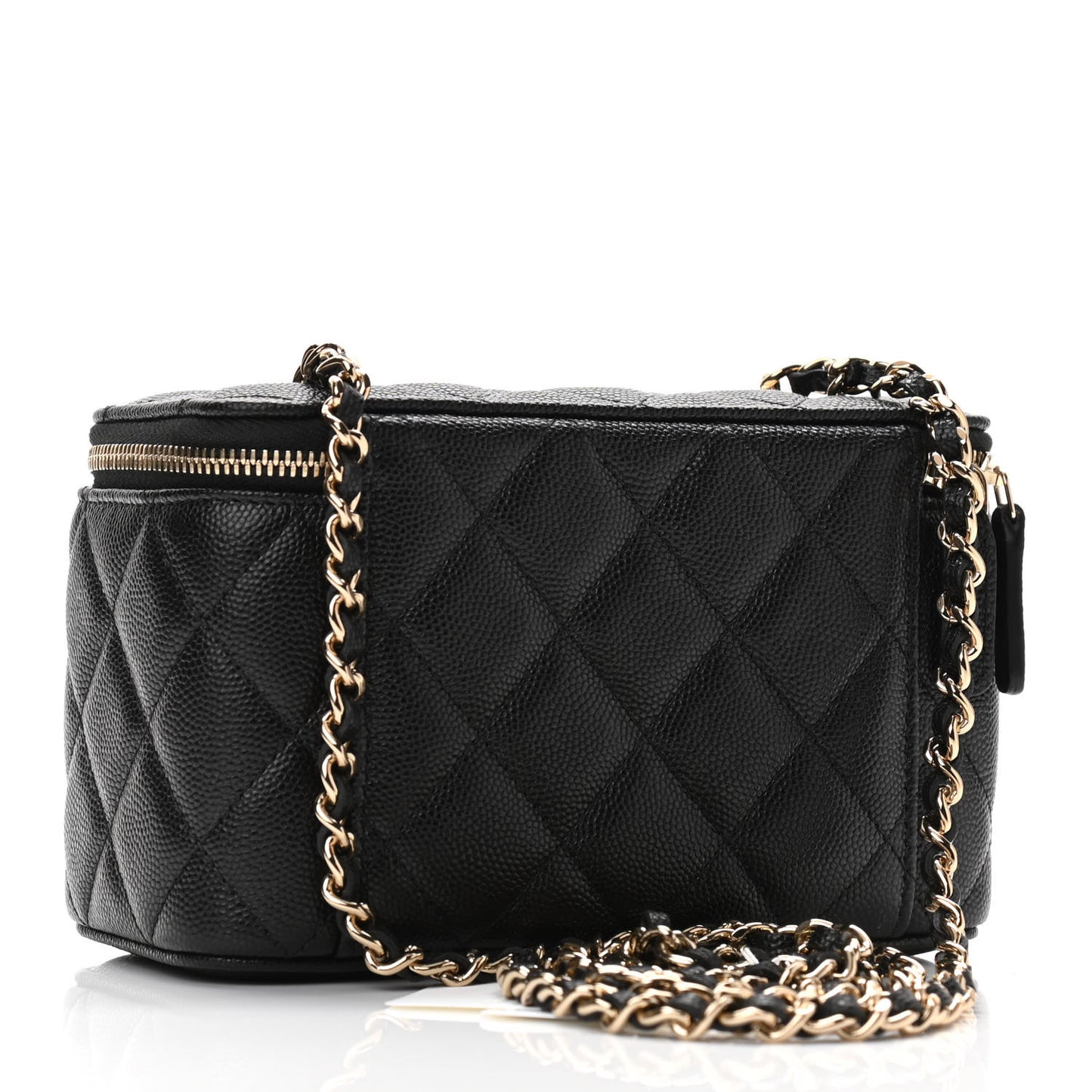 Caviar Quilted Small Vanity Case With Chain Black