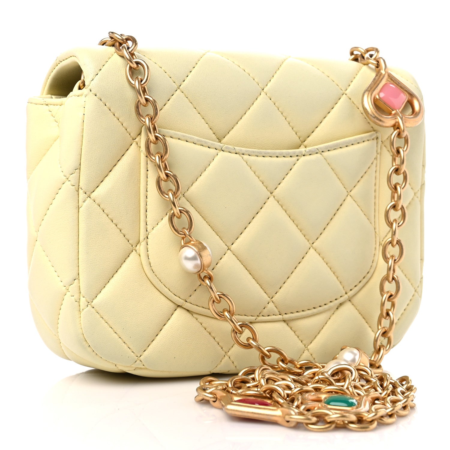 Chanel Lambskin Quilted Enamel Chain Mini Flap Yellow 3 of 10