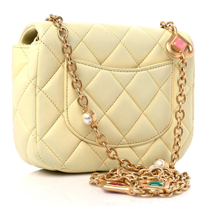 Chanel Lambskin Quilted Enamel Chain Mini Flap Yellow 3 of 10