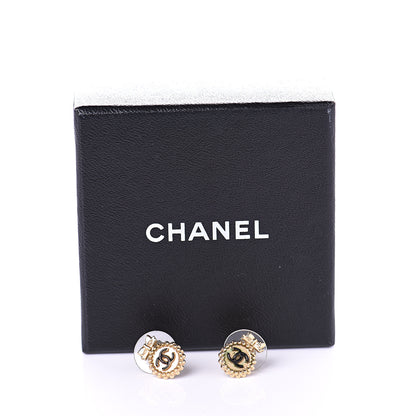 Chanel CC Bow Earrings Black Gold 5 of 5