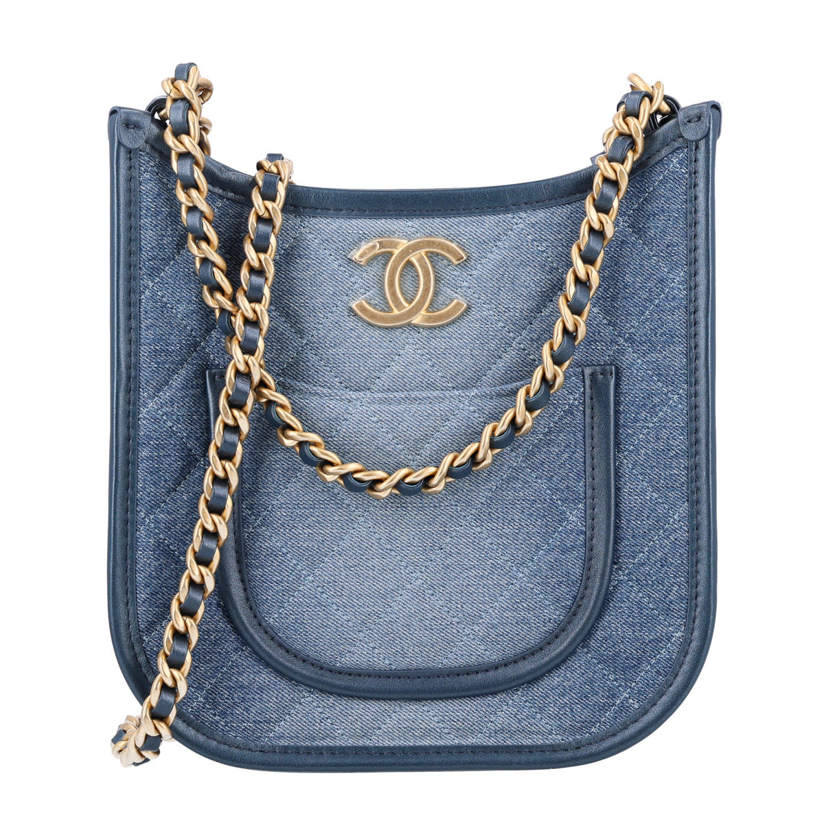 Chanel Washed Denim Quilted Small Hobo Blue 1 of 10