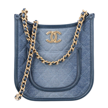 Chanel Washed Denim Quilted Small Hobo Blue 1 of 10