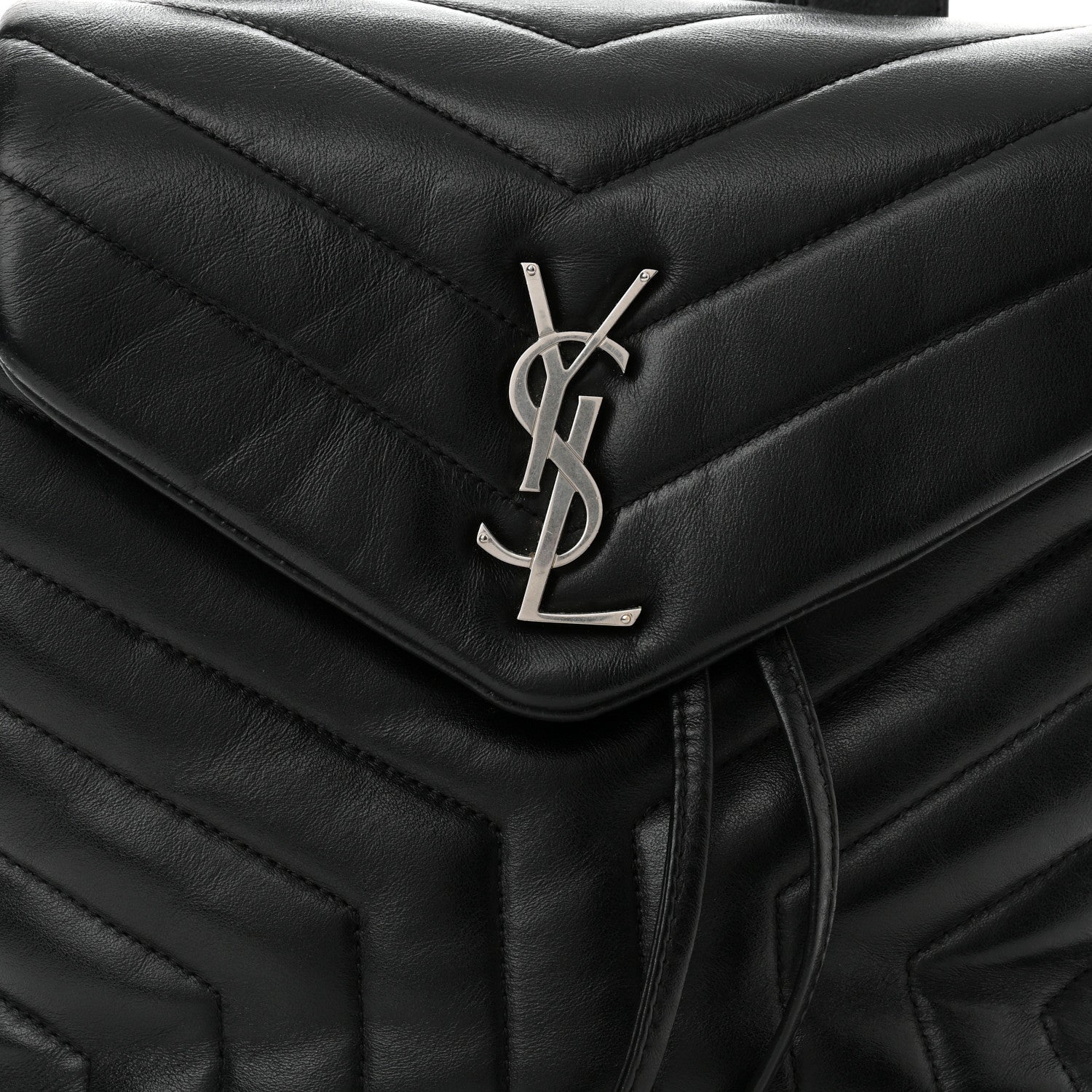 Saint Laurent Calfskin Y Quilted Monogram Small Loulou Backpack Black 8 of 11