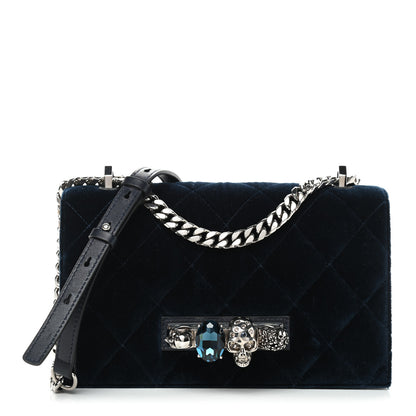 Alexander McQueen Velvet Quilted Knuckle Duster Shoulder Bag Oltremare Night Blue 1 of 8