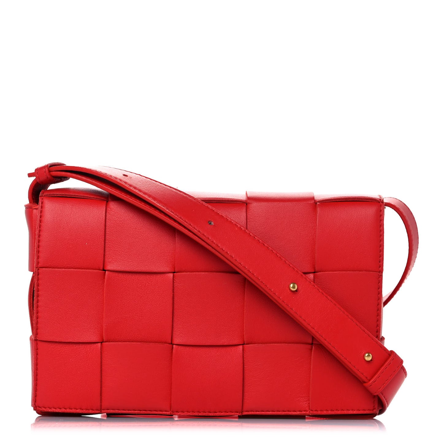 Lambskin Maxi Intrecciato Cassette Crossbody Bag Bright Red