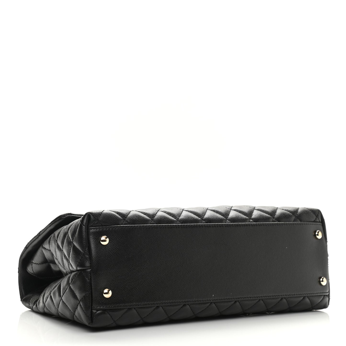 Caviar Lizard Embossed Quilted Medium Coco Handle Flap Black
