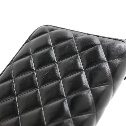 Chanel Lambskin Quilted Diamond Zip Around Wallet Black 11 of 12