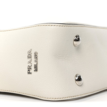 Prada Vitello Daino Grommet Chain Satchel Bag White 9 of 10