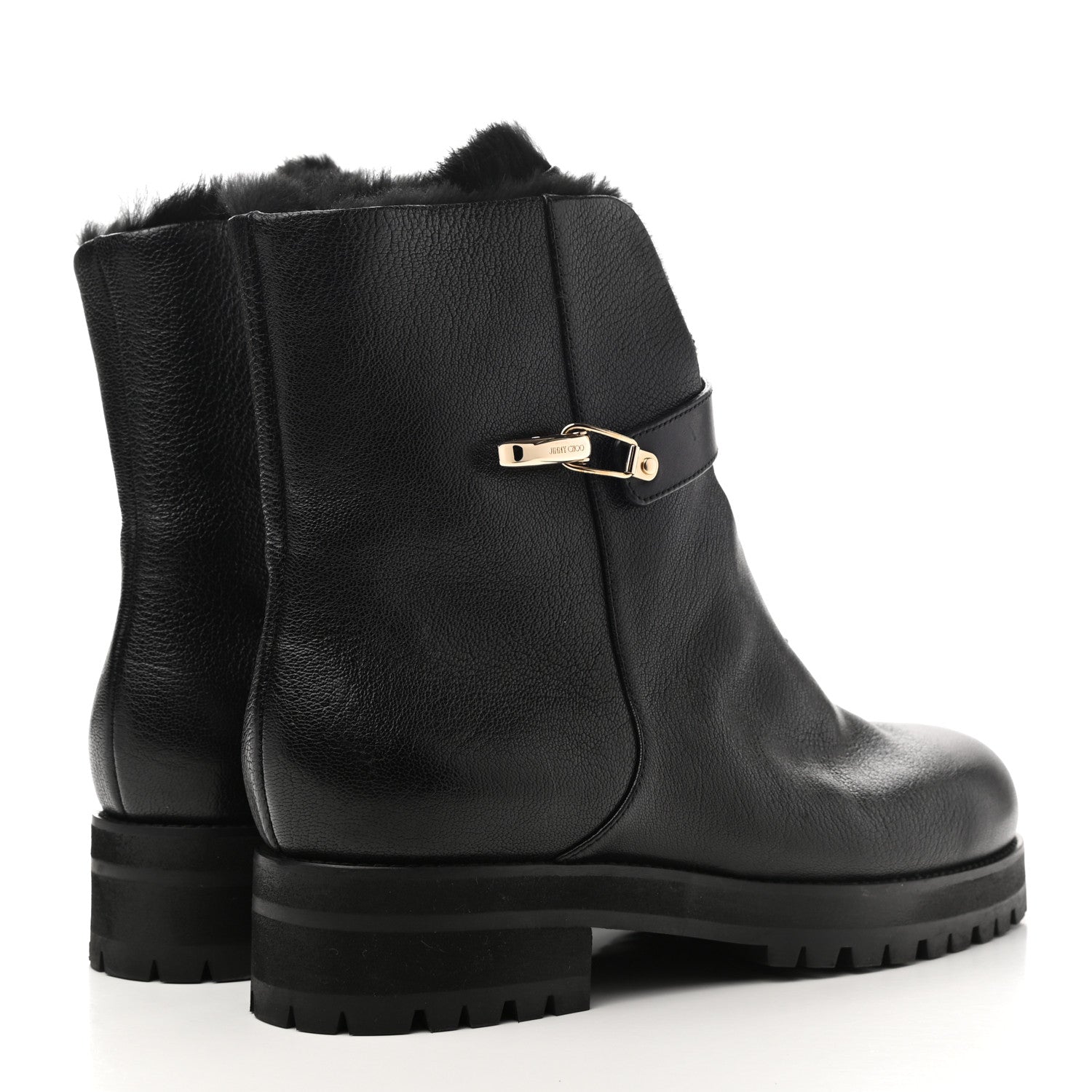 Jimmy Choo Calfskin Fur Boots 42 Black 4 of 6
