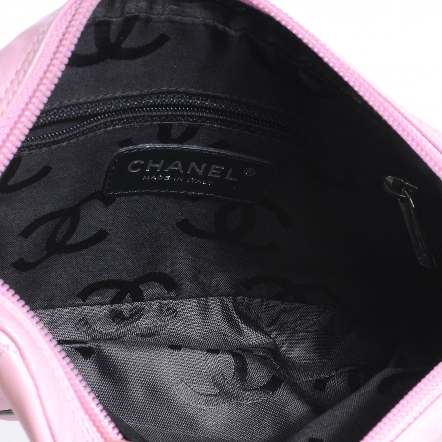 Calfskin Quilted Cambon Pochette Pink Black