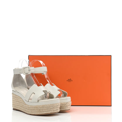 Hermes Goatskin Elda Espadrille Wedge Sandals 36 White 9 of 9