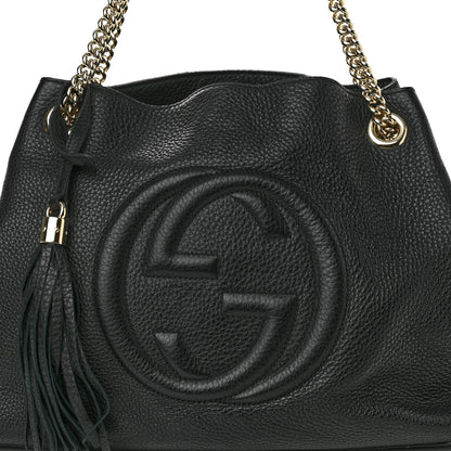 Gucci Pebbled Calfskin Medium Soho Chain Shoulder Bag Black 8 of 13