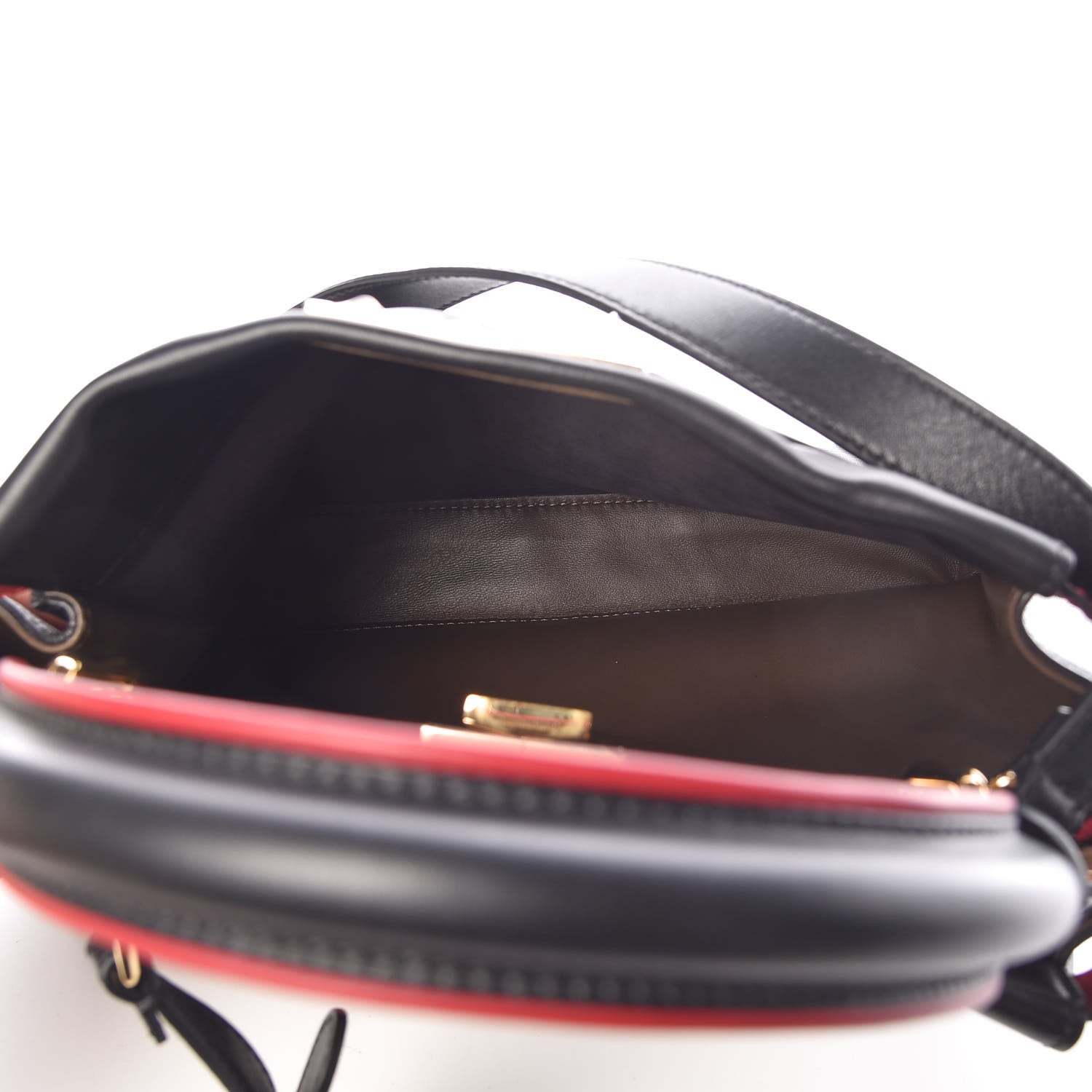 Fendi Vitello Seta Century Nappa Medium Peekaboo Iconic Defender Satchel Black Fragola Maya 8 of 12