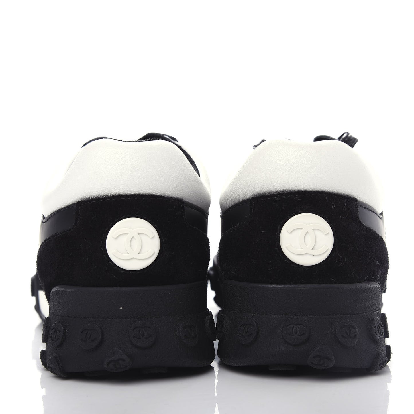 Nylon Calfskin Suede CC Sneakers 36.5 Grey Black White