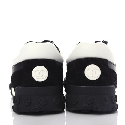 Chanel Nylon Calfskin Suede CC Sneakers 36.5 Grey Black White 7 of 10