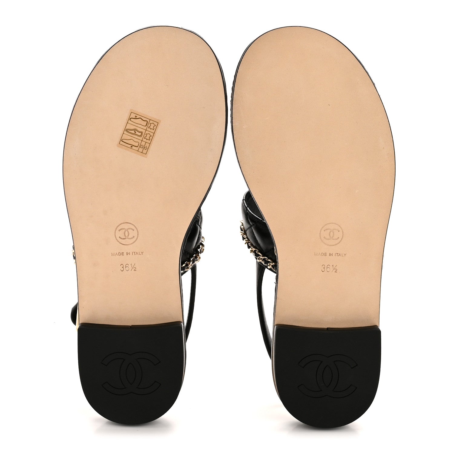 Chanel Shiny Lambskin Quilted Chain CC Sandals 36.5 Black 6 of 10
