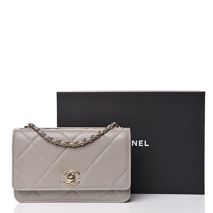 Chanel Lambskin Quilted Trendy CC Wallet On Chain WOC Grey 12 of 12
