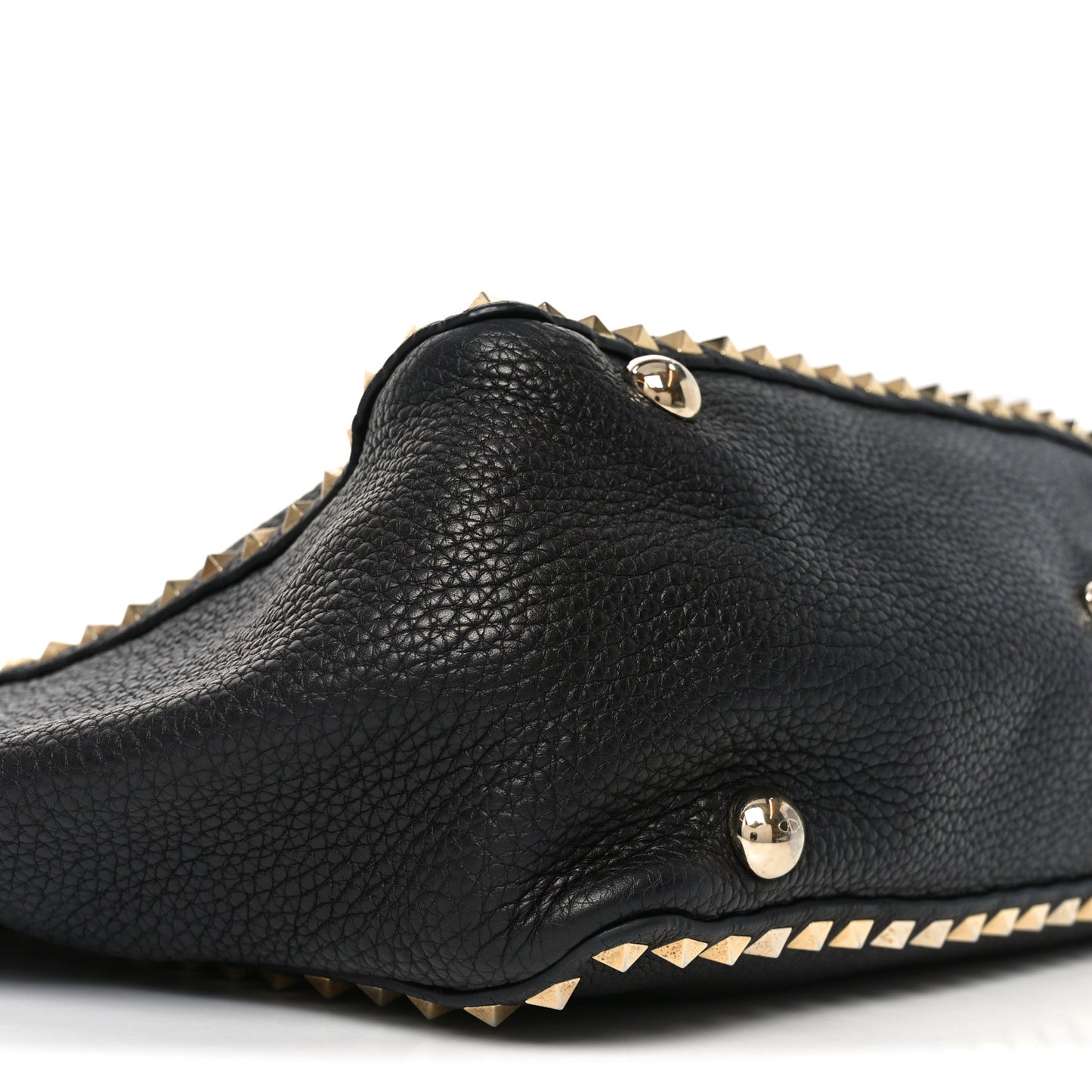 Pebbled Calfskin Medium Rockstud Tote Black