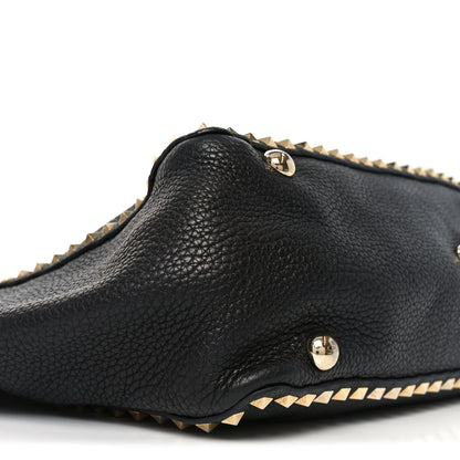 Valentino Garavani Pebbled Calfskin Medium Rockstud Tote Black 8 of 11