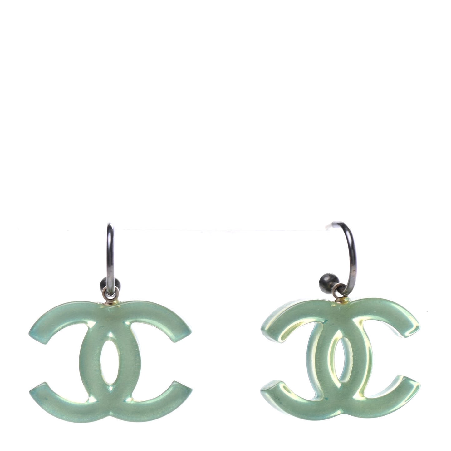 Resin CC Drop Earrings Green