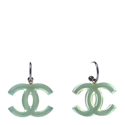 Chanel Resin CC Drop Earrings Green 1 of 4