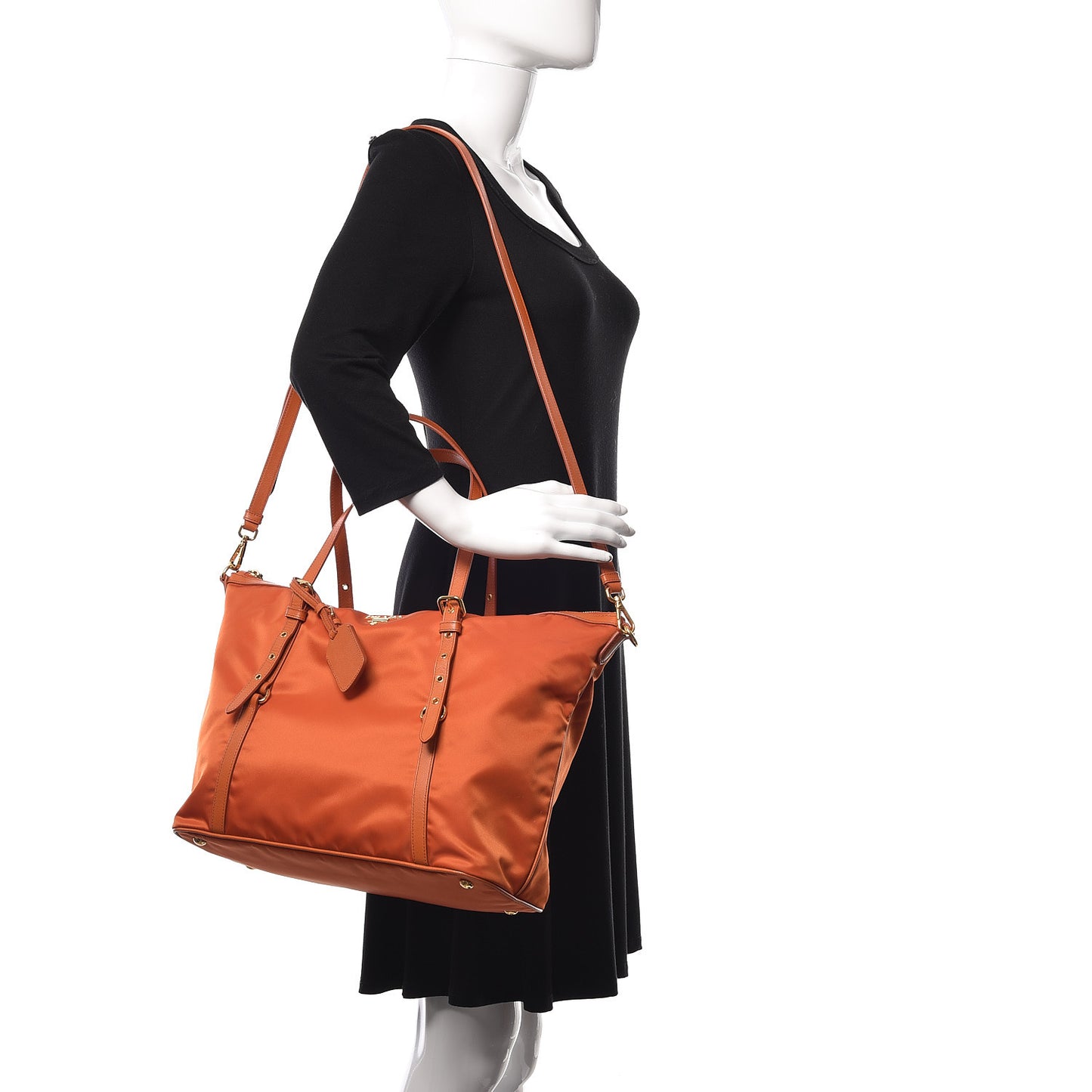 Tessuto Nylon Saffiano Tote Papaya